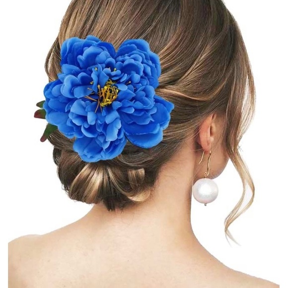 New! Set of 2 Purple Flower Clip (Hair-Hat) Extra Large 6 inches - Picture 7 of 12